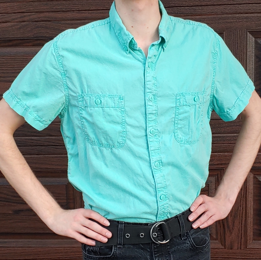 Arizona Jean Co Jade Green Medium Button-Up Shirt